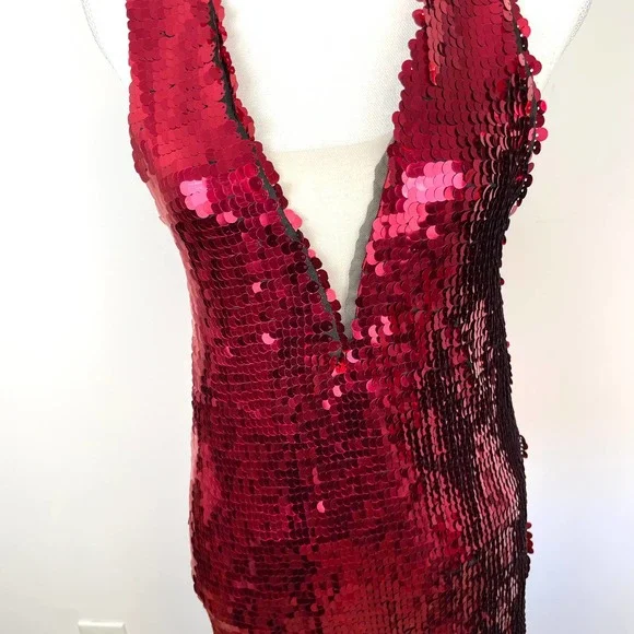 NBD Bexley Sequin Shift Dress In Raspberry Red Size XXS New - Picture 4 of 16